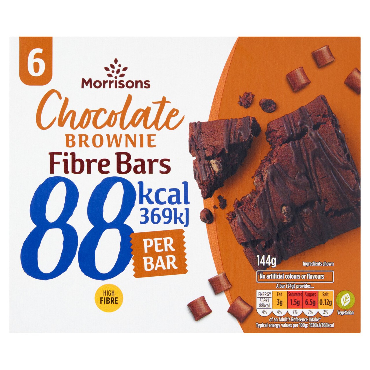 Morrisons Fibre Bar Chocolate Brownie 6PK Morrisons Online Groceries