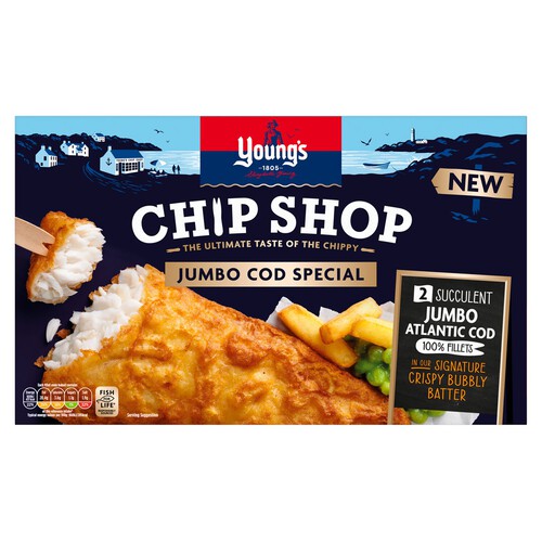 Young's Chip Shop 2 Jumbo Battered Cod Fillets 