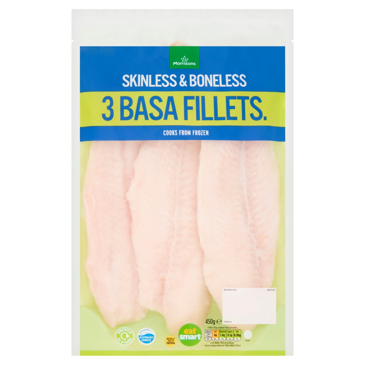 Morrisons 3 Skinless & Boneless Basa Fillets 450g