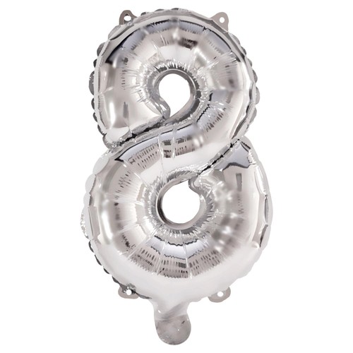Decorata Silver Numeral Foil Balloon 85cm No. 8