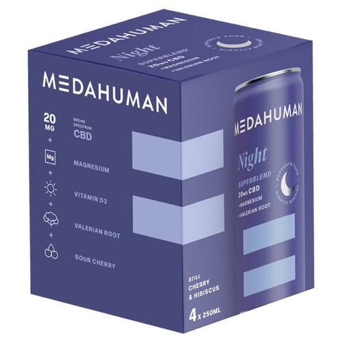 Medahuman Night CBD Cherry + Hibiscus Still 4 x 250ml