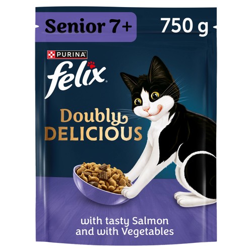 Felix Doubly Delicious Senior 7 Salmon & Vegetables Dry Cat Food 750g