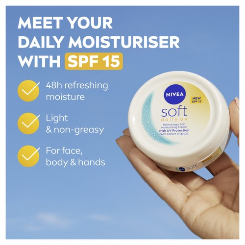 NIVEA Soft Daily UV Moisturiser for Face Hand & Body SPF15 200ml