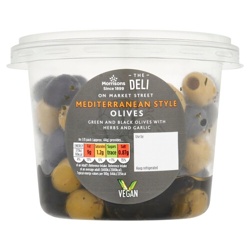 Market Street Deli Mediterranean Style Green & Black Olives With Herbs 