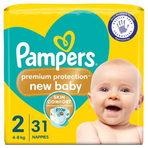 Pampers Premium Protection New Baby Size 2, 31 Nappies Carry Pack