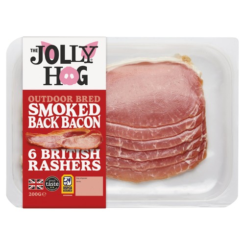 The Jolly Hog 6 Double Smoked Back Bacon Rashers 200g