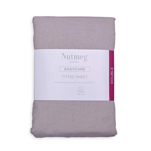 Nutmeg Home Easy Care Grey Double Fitted Sheet