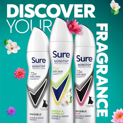 Sure Antiperspirant Deodorant Nonstop Freesia & Waterlily 250ml