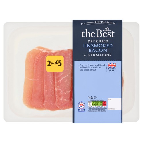 Morrisons the best 6 traditional cure unsmoked bacon medallions