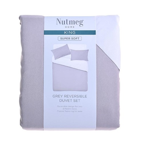 Morrisons nutmeg home soft touch white grey duvet set king
