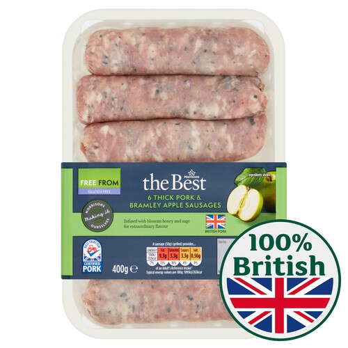 Morrisons The Best  Thick Pork & Bramley Apple Sausages