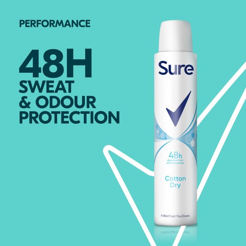 Sure Women Antiperspirant Deodorant Cotton Dry Aerosol 200ml
