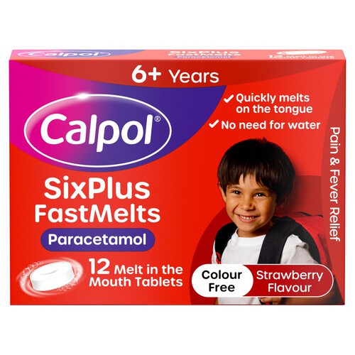 Calpol 6+ Years Sugar Free Strawberry Fastmelts Paracetamol