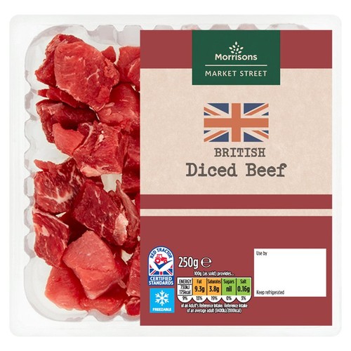 Morrisons British Lean Diced Beef 250g