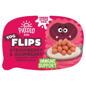 Piccolo Yoghurt Flips Strawberry & Raspberry with Berry Balls 120g