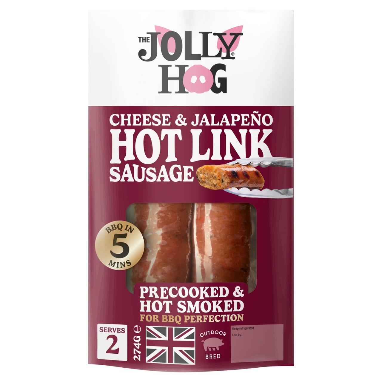 The Jolly Hog Cheddar And Jalapeno Hot Link Sausage 274g