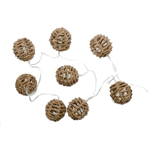 Nutmeg Home Seagrass Ball String Lights