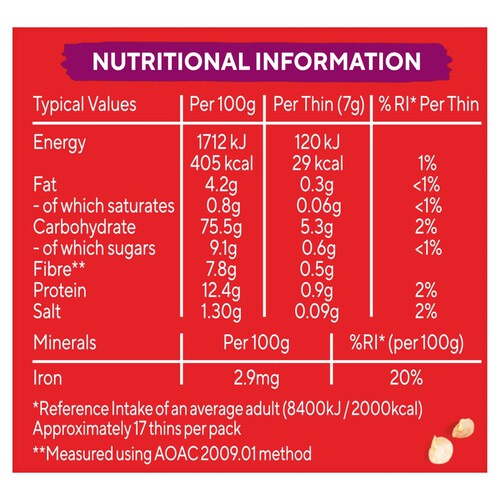 Ryvita Thins Sweet Chilli Flatbread Crackers 