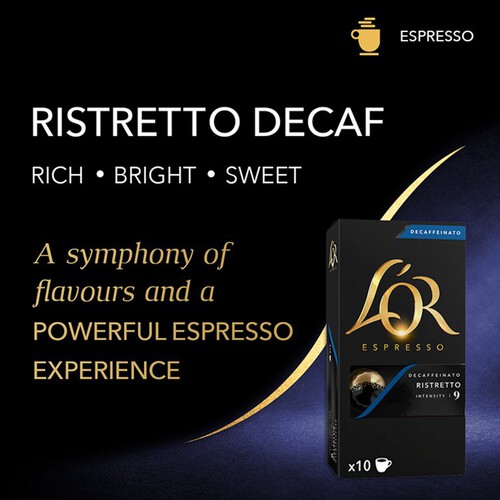 L'OR Espresso Ristretto Decaf Coffee Pods x10 Intensity 9