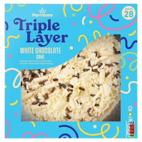 Morrisons triple layer white chocolate extravaganza cake