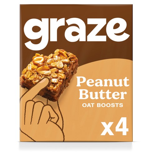 Graze Peanut Butter Protein Oat Boost Flapjack Snack Bars 4 x 30g