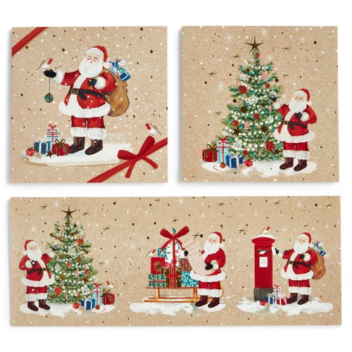 Morrisons Trio Kraft Santa Cards 15 Pack