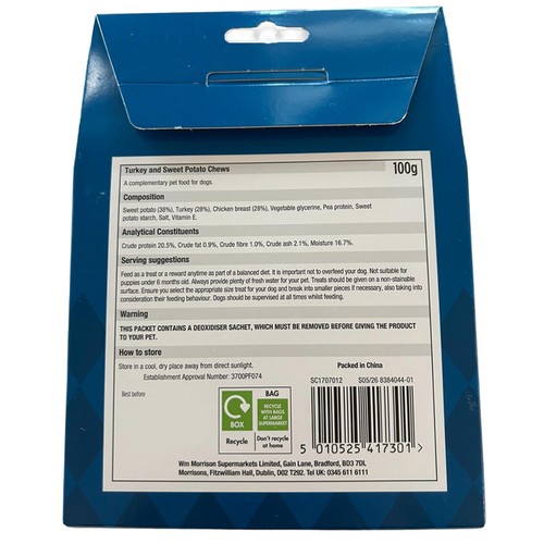 Morrisons Premium Festive Turkey & Sweet Potato Wrapped Dog Chews