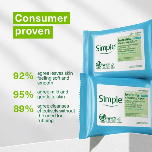 Simple Micellar Cleansing Wipes 20 Wipes