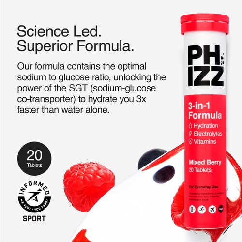 Phizz Mixed Berry 3in1 Hydration Electrolytes And Vitamins 20s