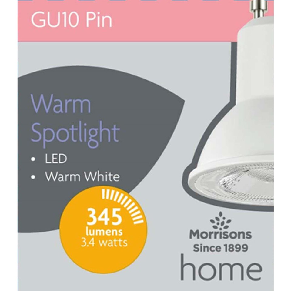 Morrisons LED Gu10 3.4W Warm White 2700K Light bulbs - Morrisons Online ...