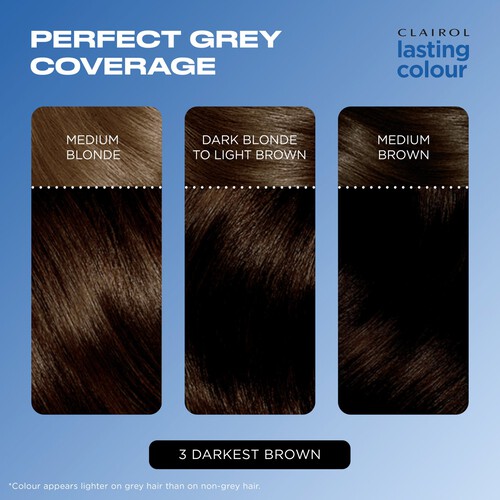 Clairol Lasting Colour Permanent Hair Dye 3 Darkest Brown