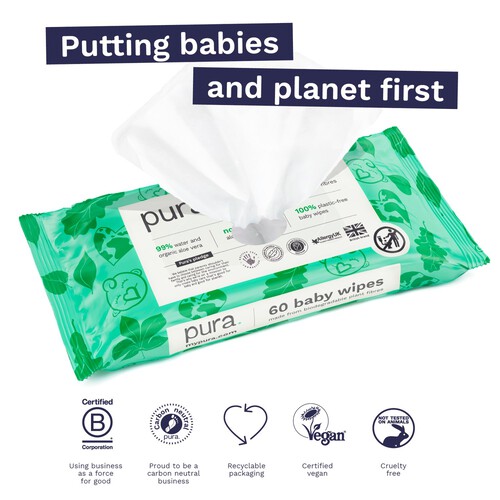 Pura Plastic Free Baby Wipes 