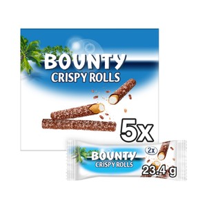 Bounty Crispy Rolls Coconut & Milk Chocolate Bars 5 x 23.4g