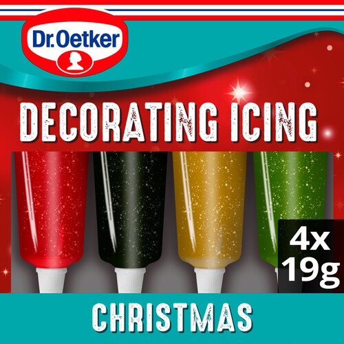 Dr. Oetker Christmas Glittery Decorating Icing 4 Colours 