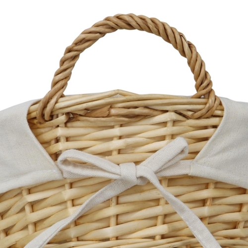 JVL Acacia Round Willow Storage Basket Honey