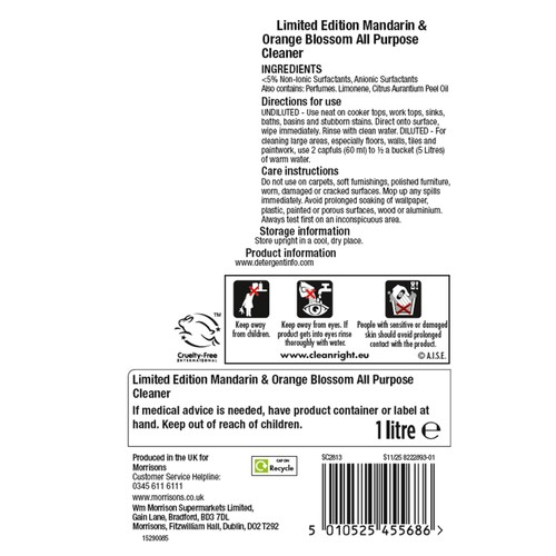 Morrisons Limited Edition Mandarin & Orange All Purpose Cleaner 1000ml