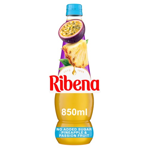 Ribena Pineapple and Passion Fruit Squash No Added Sugar 850ml