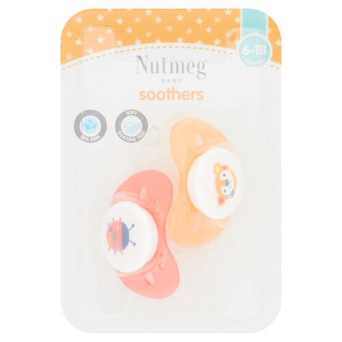 Nutmeg Soothers  6-18 Months (colours may vary)