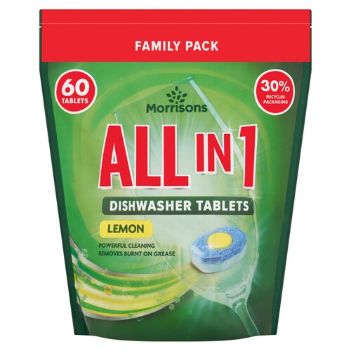 Morrisons All In 1 Lemon Dishwasher Tablets