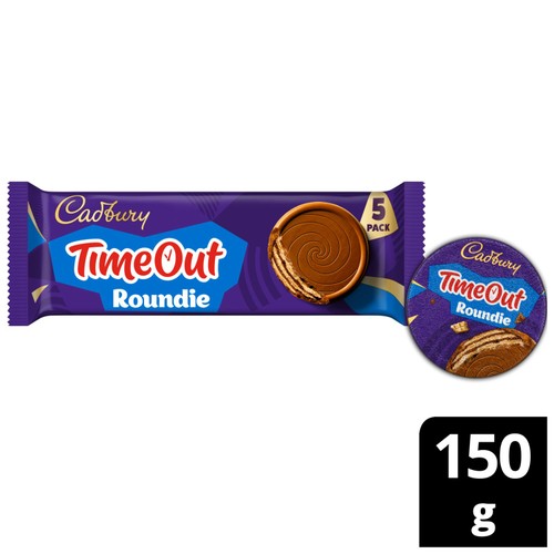Cadbury Timeout Roundie 150g Milk Chocolate Wafer Biscuit Bars 5 Pack