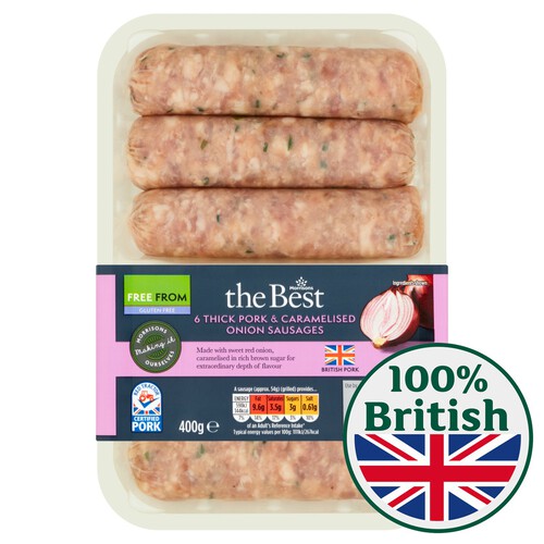 Morrisons The Best Thick Pork & Caramelised Onion Sausages