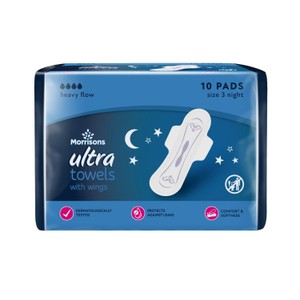 Morrisons Night Time Ultra Towels with Wings 10 Pack