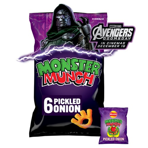 Walkers Monster Munch Pickled Onion Multipack Snacks Crisps 6x20g
