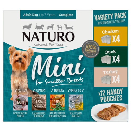 Naturo Adult Mini Dog With Rice Variety Pack Pouches