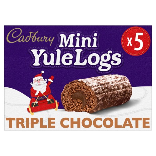 Cadbury Christmas Triple Chocolate Mini Yule Logs Cakes 5 Pack