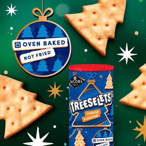 Jacob's Treeselets Original Baked Snacks Christmas Tub 