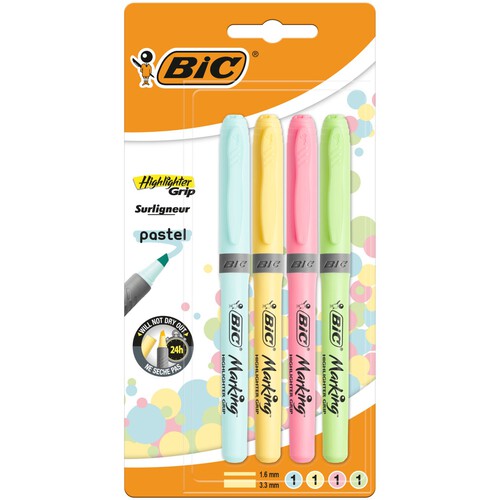 Bic Highlighter Grip Pastel Assorted