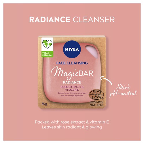 NIVEA Magic Bar Radiance Rose and Vitamin E Face Cleansing Bar 