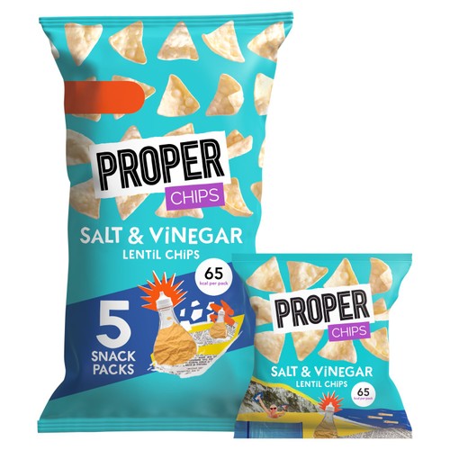 Proper Chips Salt And Vinegar Lentil Chips 5x14g
