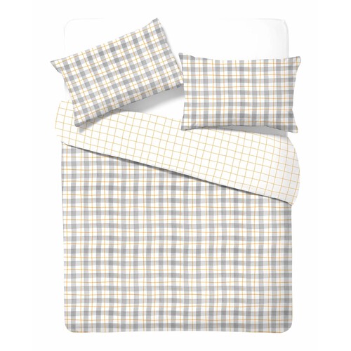 Nutmeg 100% Cotton Peachy Check Duvet Set Double